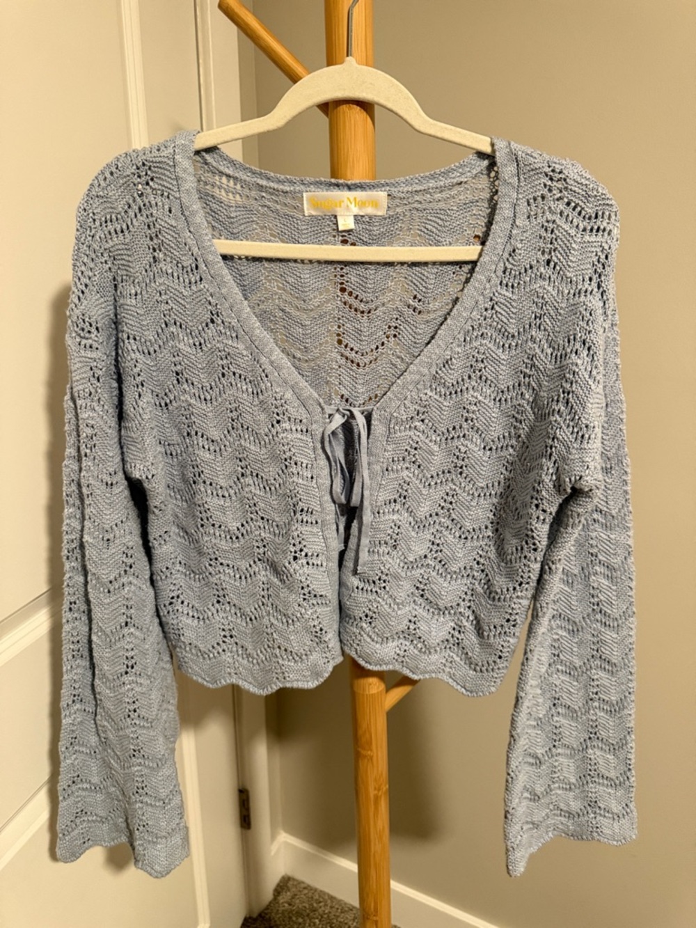 Mossimo Supply Co. Light Blue Knit Tie-Front Cardigan